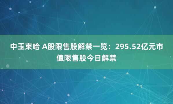 中玉束哈 A股限售股解禁一览：295.52亿元市值限售股今日解禁